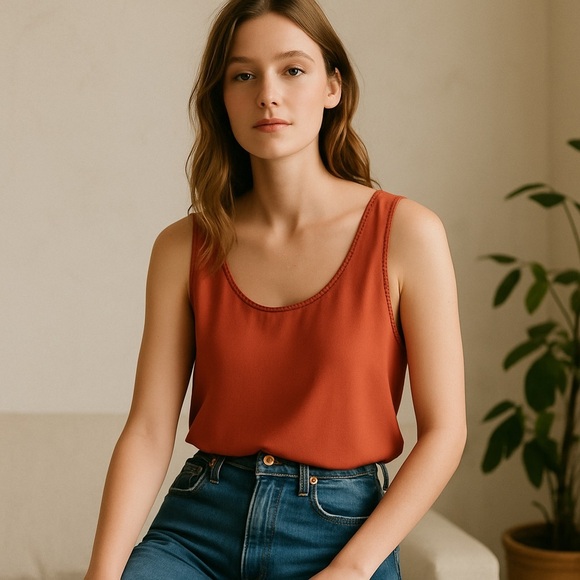 J. Crew Lattice Trim Sleeveless Top 6 - Picture 1 of 11